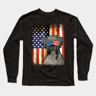 Boxer Dog 4th Of July American Flag Patriotic Gift Long Sleeve T-Shirt